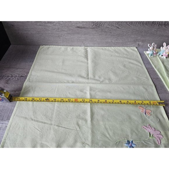 Vtg EASTER Spring Cloth Napkins & Rings Bunny Flower Set Of 3 Square 20" 1990s - Picture 12 of 15